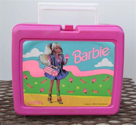 Barbie Lunch Box With Thermos Vintage 1990 Plastic