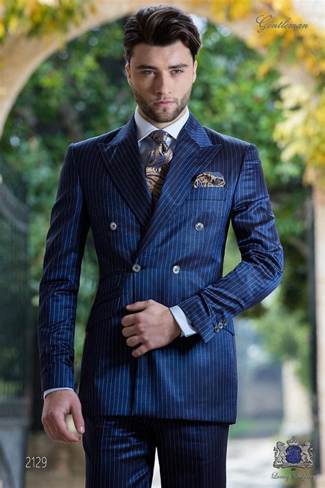 Bespoke Suit Double Breasted Blue Pinstripe Mario Moreno Moyano
