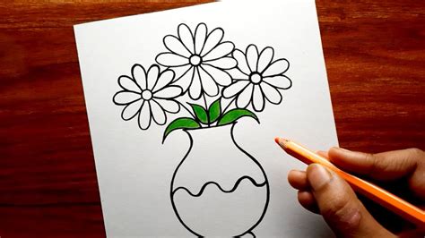 Flower Pot Drawing Simple Flower Pot Drawing How To Draw Flower