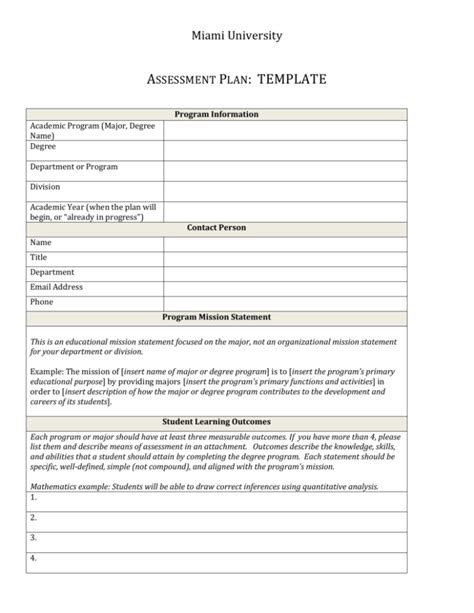 Assessment Plan Template
