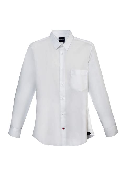 White Classic Collar Long Sleeves Shirt With Pocket And Side Logo