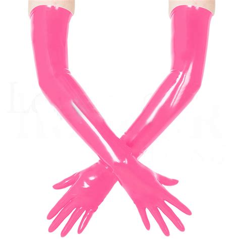 Latex Gloves Moulded Pink Long Gloves Opera Red Gloves Size M In Gloves