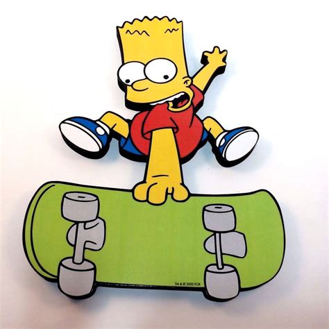 Bart Simpson On Skateboard Wall Plaque Licensed 2000 The Simpsons Decor