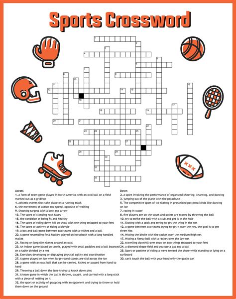 Printable Sports Crossword Puzzles For Adults