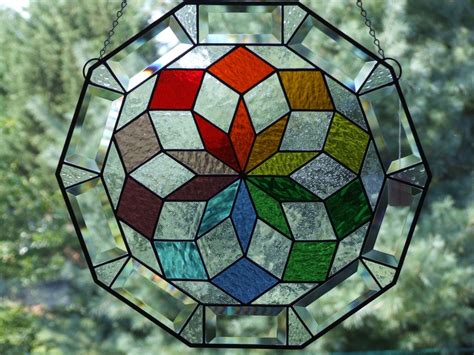 Kaleidoscope Stained Glass Panel Modern Stained Glass Stained Glass