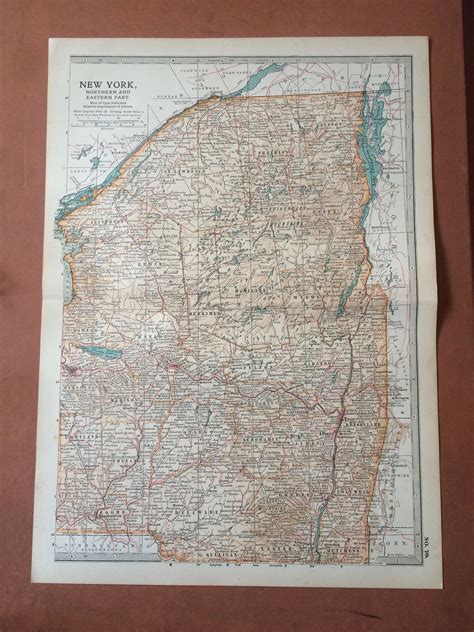 1903 New York Northern And Eastern Original Large Antique Map Wall