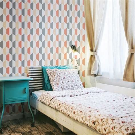 Colorful Geometric Pattern Wallpaper For Kids Room Interiors Kids