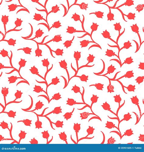 Ditsy Floral Pattern With Small Red Tulips Royalty Free Stock Photo