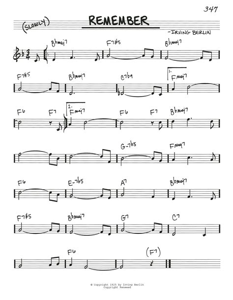 Remember Real Book Melody And Chords Print Sheet Music Now