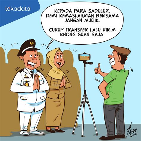 Larangan mudik lebaran sesuai dengan arahan presiden joko widodo dan hasil keputusan rapat koordinasi tingkat mudik lebaran 2021 dilarang. Kartun: 90 persen kades tolak warga perantau mudik