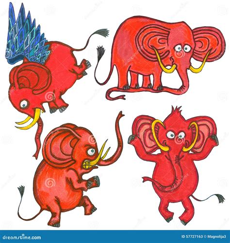 Cartoon Red Elephants Royalty Free Stock Photography Cartoondealer