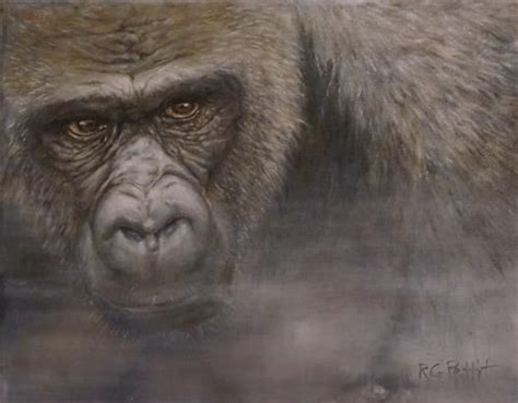 Daily Paintworks Gorilla In The Mist Original Fine Art For Sale