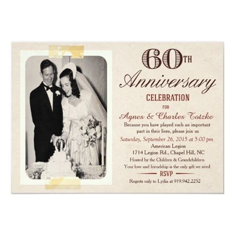 60th Wedding Anniversary Invitation Custom Photo