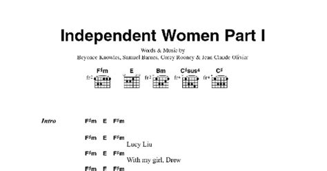 Independent Women Part I Guitar Chordslyrics Print Sheet Music