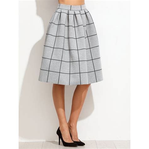 Sheinsheinside Grid Box Pleated Skirt 31 Aud Liked On Polyvore