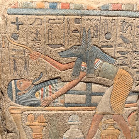 Egyptian Art Sculpture Anubis Tending A Mummy Opening Of The Mouth Ritual God Of