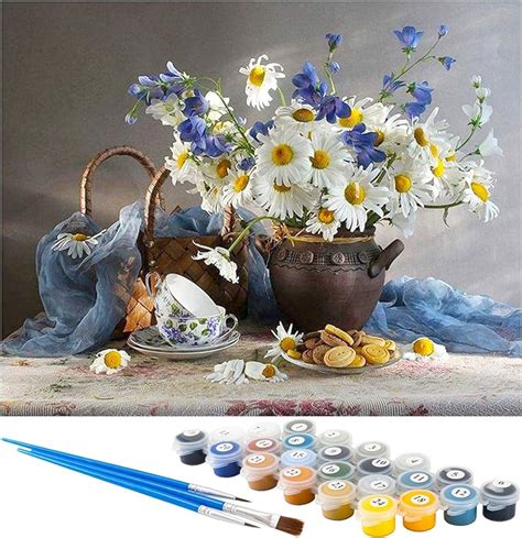 Paint By Numbers For Adults Flowers Diy Oil Painting Kit For Beginner