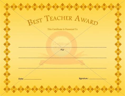 Best Teacher Award Certificate Lovely Best Teacher Award Certificate