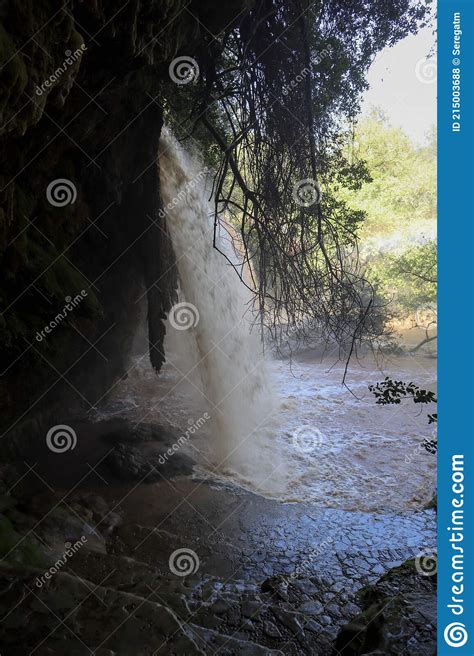 Kursunlu Waterfall In The Forest View Under The Jets Stock Photo