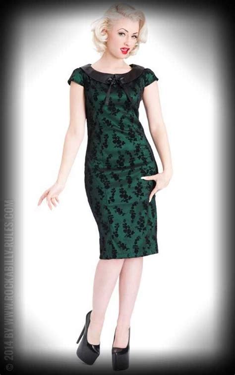 Kleid Vintage Roses Pencil Dress Marie Ein Traum in grün und schwarz mit Rosen Vintage