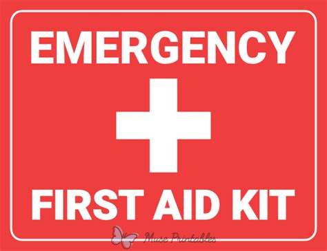 Printable Emergency First Aid Kit Sign