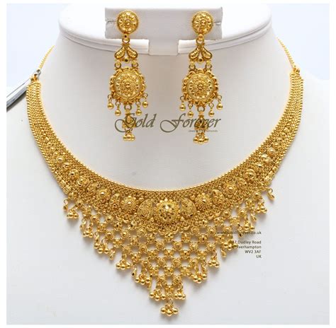 22 Carat Indian Gold Necklace Set 477 Grams Codens1007 Tanishq