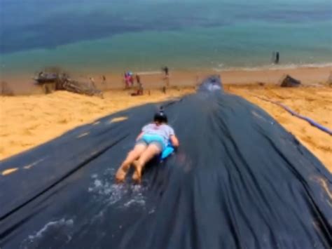 Watch Homemade Slipn Slide Launch Riders Into Air