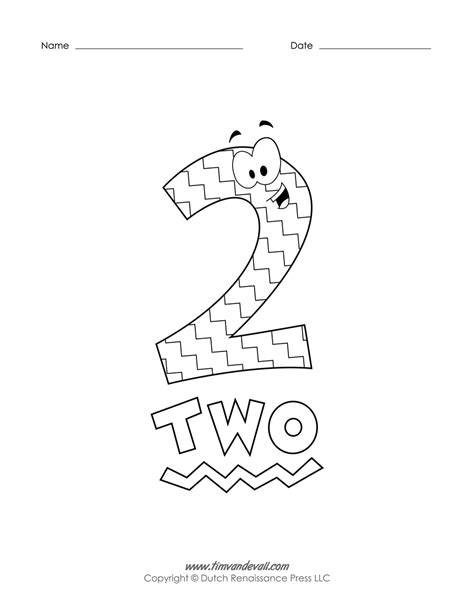 Number 2 Coloring Page Tims Printables