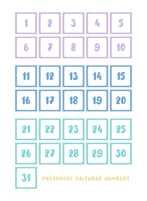 Printable Numbers For Calendars Printable Calendar Numbers Printable