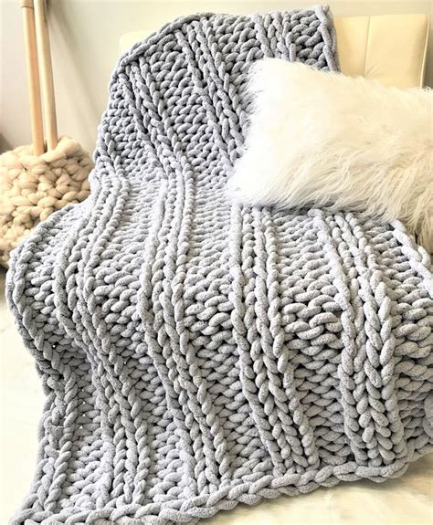 Chunky Chenille Throw Double Ribbing Pattern Looks Great In Any Room Knit Throw Blanket