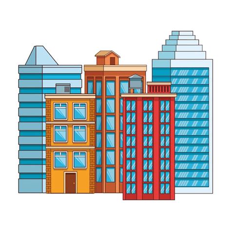 Dibujos Animados De Edificios De Estado Real Vector Premium