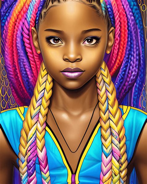 african american tween goddess in braids · creative fabrica