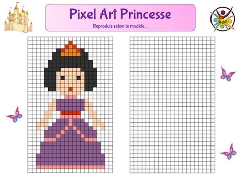 Pour faire ce pixel art, téléchargez et imprimez l'image, qui comporte le modèle coloré en pixel et une grille vierge. grille pixel art vierge a imprimer : +31 Idées et designs pour vous inspirer en images