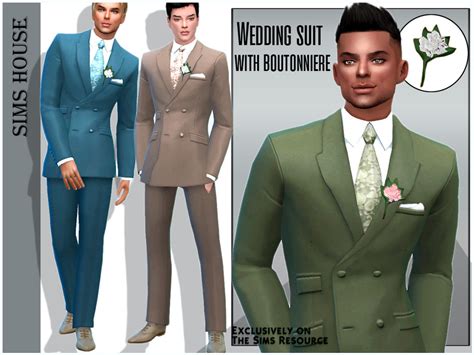 The Sims Resource Wedding Suit With Boutonniere