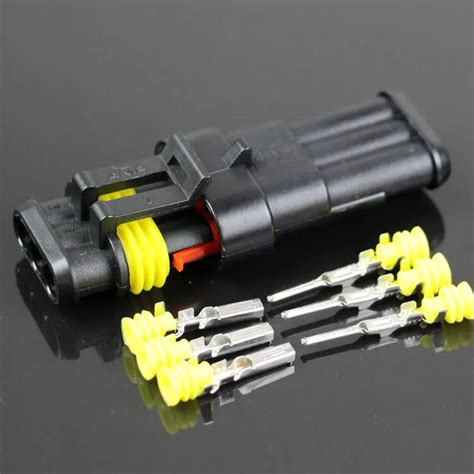3pin Holes Automotive Car Waterproof Connector Amp Plug Socket Male And