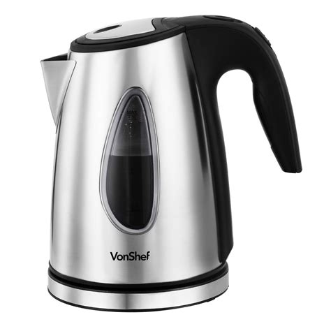 kettle cordless stainless steel tea vonshef qt electric tesco kettles watt 1500 jug 2200w brushed rating 1516