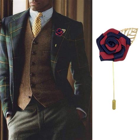 Personality Lapel Pin Men Handmade Flower Brooch For