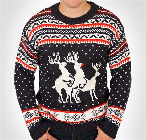 humping reindeer threesome ugly christmas sweater
