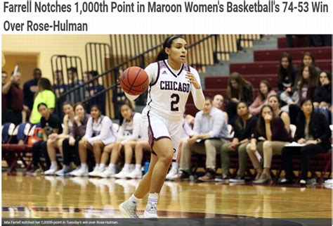Farrell Notches 1000th Point For University Of Chicago Womens