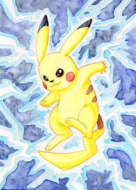 Pokémon Pikachu Watercolor Painting Pokemon Pikachu Glow In Etsy Uk