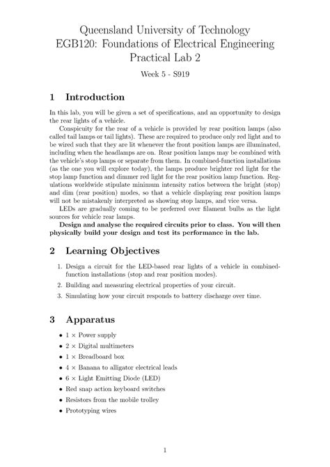 Prac2 Circuit Theory Queensland University Of Technology Egb120