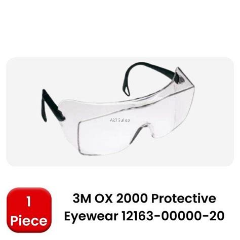 3m ox 2000 protective eyewear 12163 00000 20 clear af lens black secure grip temple