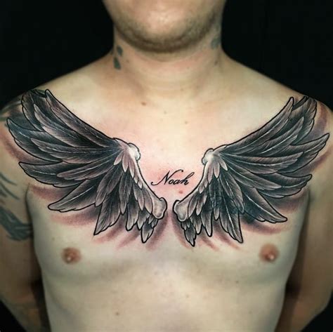 angel wings chest tattoo in 2020
