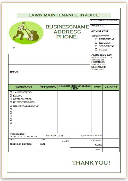 Landscaping Invoice Template Free Download Printable Templates Lab