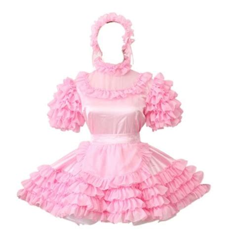 Lockable Baby Sissy Maid Satin Pink Puffy Dress Cosplay Costume Tailor Made Set EBay