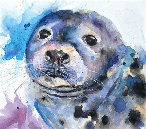 Seal Art Print Watercolor Seal Painting Sea Life Art Seal Print