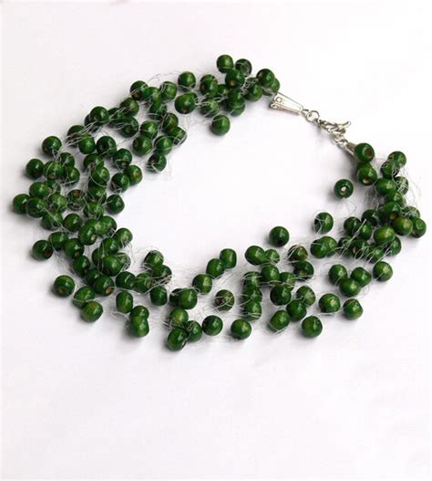 Items Similar To Dark Green Necklace Wedding Necklace Bridesmaid Necklace Beadwork