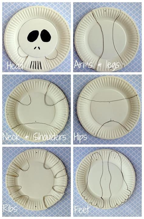 Paper Plate Skeleton Halloween Decorations For Kids Easy Halloween