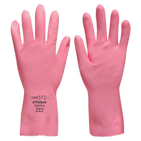 Polyco Optima Household Rubber Glove Blue Or Pink