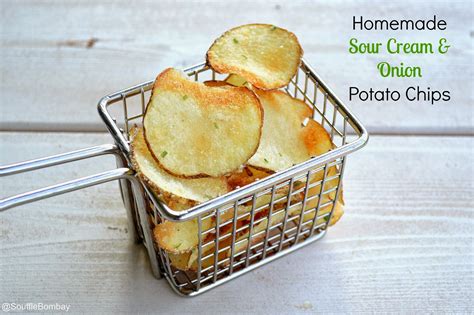 Making potato chips at home is super easy and gives you that same satisfaction all the while sticking to your diet. Homemade Sour Cream & Onion Potato Chips - Souffle Bombay